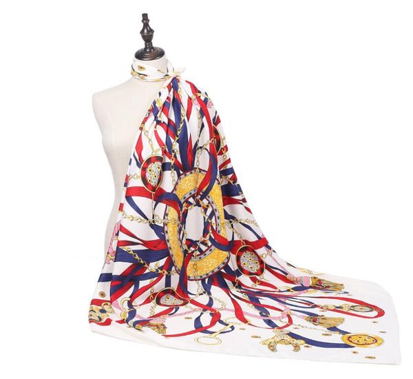 european and american fashion twill silk scarves colorful ribbon chain lady shawl 130cm big square scarf 2pieces/lot, Blue;gray 
european and american fashion twill silk scarves colorful ribbon chain lady shawl 130cm big square scarf 2pieces/lot, Blue;gray