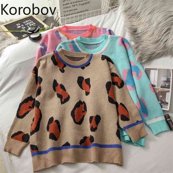 korobov vintage hit color leopard o neck pullovers korean long sleeve office lady sweaters autumn winter streetwear sueter mujer 210430, White;black
korobov vintage hit color leopard o neck pullovers korean long sleeve office lady sweaters autumn winter streetwear sueter mujer 210430, White;black