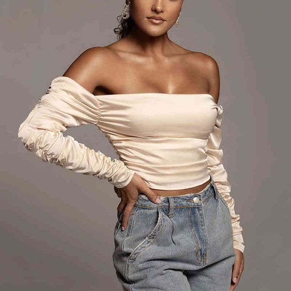 women's t-shirt ruched square collar tshirt women vintage satin puff stacked sleeve 2021 spring female streetwear backle, White
women's t-shirt ruched square collar tshirt women vintage satin puff stacked sleeve 2021 spring female streetwear backle, White