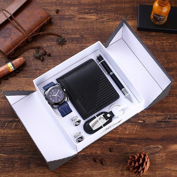 wristwatches 5pcs/set gift set watch wallet, cufflink, key fob, large dial quartz watch, pen men's, Slivery;brown
wristwatches 5pcs/set gift set watch wallet, cufflink, key fob, large dial quartz watch, pen men's, Slivery;brown