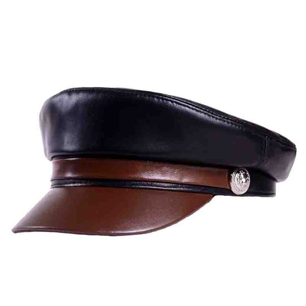 casual cap fashion genuine leather hat korean soft women men winter black brown patchwork student buttons, Blue;gray
casual cap fashion genuine leather hat korean soft women men winter black brown patchwork student buttons, Blue;gray