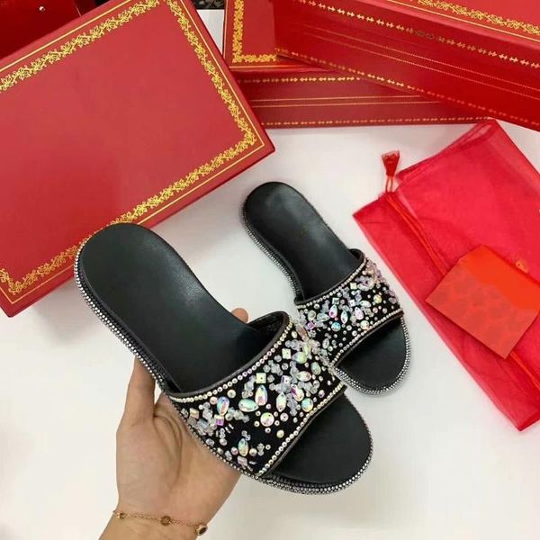 summer bling crystal slippers women lace mesh flats slides outdoor beach slipper designer woman shoes, Black 
summer bling crystal slippers women lace mesh flats slides outdoor beach slipper designer woman shoes, Black