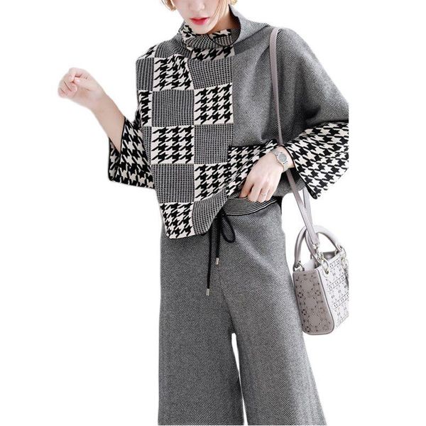 women's two piece pants casual knitted suit 2021 autumn and winter loose sweater + wide leg two-piece fashion clothing, White
women's two piece pants casual knitted suit 2021 autumn and winter loose sweater + wide leg two-piece fashion clothing, White
