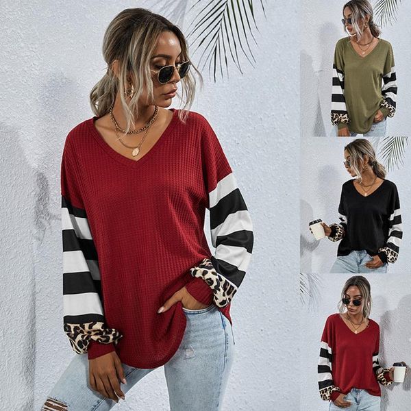 women's t-shirt stripe patchwork streetwear women long sleeve t shirt autumn winter clothes v neck plus size casual female tee 2021, White
women's t-shirt stripe patchwork streetwear women long sleeve t shirt autumn winter clothes v neck plus size casual female tee 2021, White
