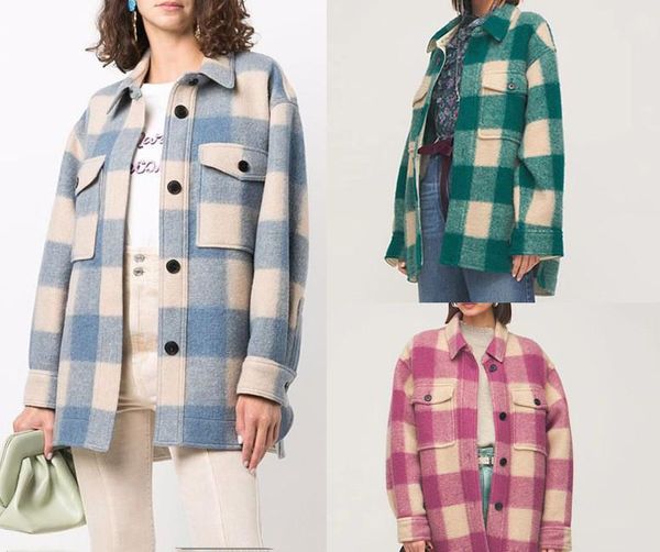 women's wool & blends autumn winter women's plaid coat single breasted woolen turn-down collar long sleeve pockets embroidery logo, Black 
women's wool & blends autumn winter women's plaid coat single breasted woolen turn-down collar long sleeve pockets embroidery logo, Black