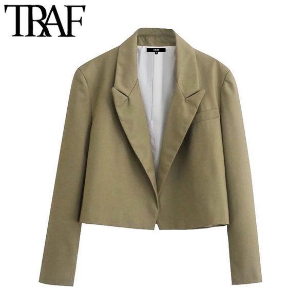 women fashion loose fitting cropped blazer coat vintage notched collar long sleeve female outerwear chic veste 210507, White;black
women fashion loose fitting cropped blazer coat vintage notched collar long sleeve female outerwear chic veste 210507, White;black