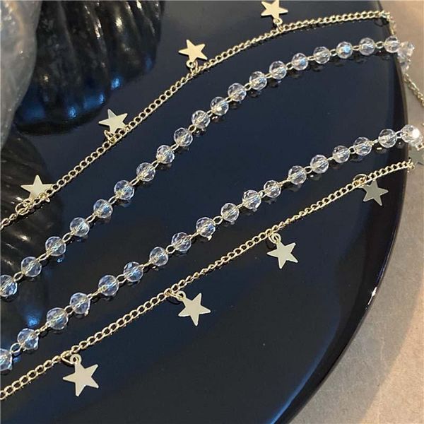 chains chic star double layer crystal necklace summery super fairy chain choker elegant transparent beads short clavicular, Silver
chains chic star double layer crystal necklace summery super fairy chain choker elegant transparent beads short clavicular, Silver