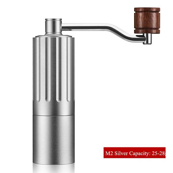 manual coffee grinders m2 silver color stainless steel grinder hand crank mill in capacity 25 - 28g
manual coffee grinders m2 silver color stainless steel grinder hand crank mill in capacity 25 - 28g