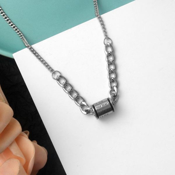 pendant necklaces personality titanium steel necklace female fashion design sense street hip hop letter cylindrical clavicle chain, Silver
pendant necklaces personality titanium steel necklace female fashion design sense street hip hop letter cylindrical clavicle chain, Silver