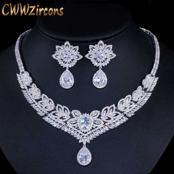 cwwzircons big water drop women evening party costume jewelry sets dubai cubic zirconia paved bridal necklace and earrings t197 h1022, Silver
cwwzircons big water drop women evening party costume jewelry sets dubai cubic zirconia paved bridal necklace and earrings t197 h1022, Silver