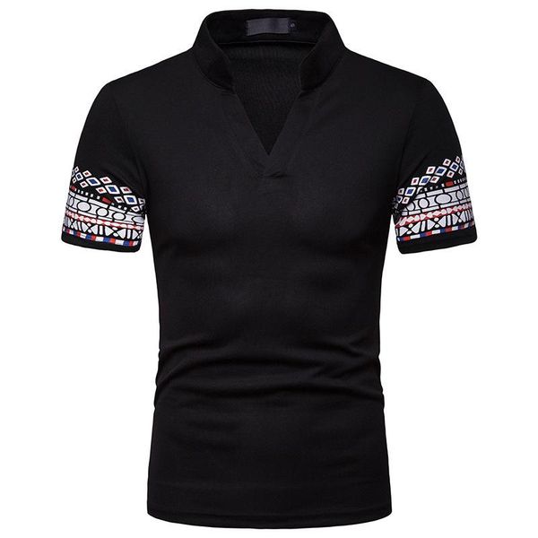men's shirt summer national style printing casual short-sleeved t-shir e henry collar men p031 shirts, White;black
men's shirt summer national style printing casual short-sleeved t-shir e henry collar men p031 shirts, White;black