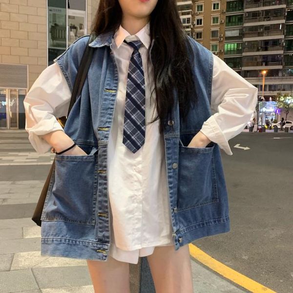 women's vests fashion korean sleeveless jacket women vintage solid pockets single breasted chic clothing vest spring fall, Black;white
women's vests fashion korean sleeveless jacket women vintage solid pockets single breasted chic clothing vest spring fall, Black;white