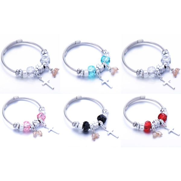 link, chain stainless steel women crystal cross colorful charms bracelets wire cable rhinestones open adjustable cuff bangles diy jewelry, Black
link, chain stainless steel women crystal cross colorful charms bracelets wire cable rhinestones open adjustable cuff bangles diy jewelry, Black