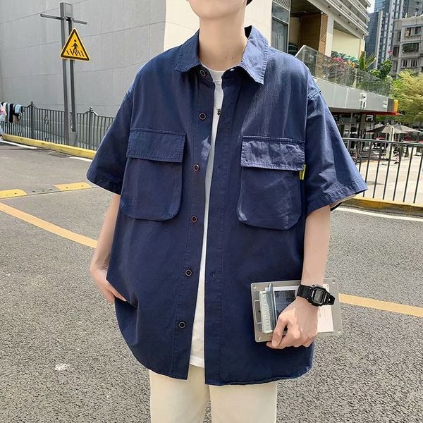 boutique fashion shirt tooling men's solid color summer korean casual lapel short sleeve loose, White;black
boutique fashion shirt tooling men's solid color summer korean casual lapel short sleeve loose, White;black