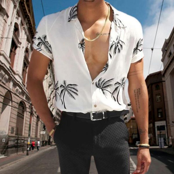 men's casual shirts men short sleeve coconut print fashion hawaiian 2021 summer holiday beach blouses streetwear, White;black
men's casual shirts men short sleeve coconut print fashion hawaiian 2021 summer holiday beach blouses streetwear, White;black