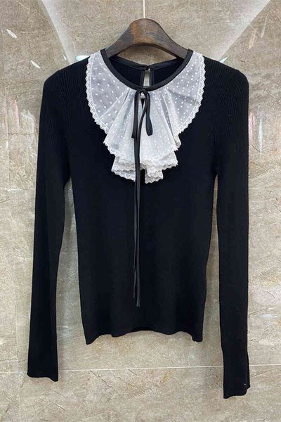 women's sweaters xiaozi western front collar lace slim sweater womens clothing european and american autumn lady temperamental 10e 5o4i, White;black
women's sweaters xiaozi western front collar lace slim sweater womens clothing european and american autumn lady temperamental 10e 5o4i, White;black