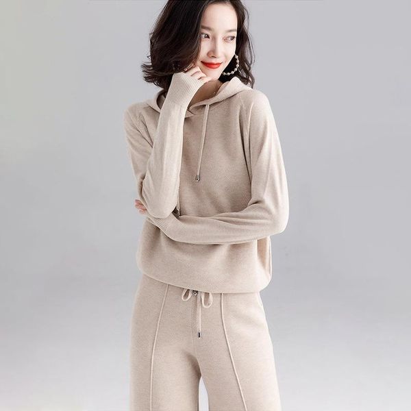 women's two piece pants solid all-match casual autumn winter oversize hooded pullovers sweater coat wide leg knitting fashion sets, White
women's two piece pants solid all-match casual autumn winter oversize hooded pullovers sweater coat wide leg knitting fashion sets, White