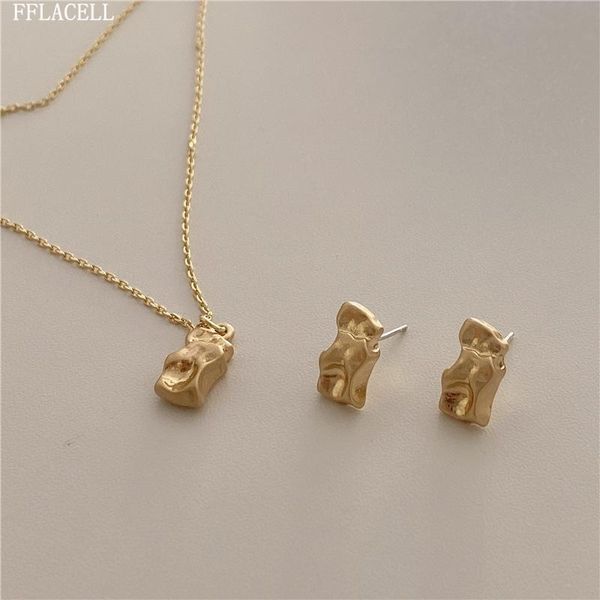 earrings & necklace fflacell french retro simple irregular three-dimensional geometric golden set all-match party gift for women, Silver
earrings & necklace fflacell french retro simple irregular three-dimensional geometric golden set all-match party gift for women, Silver