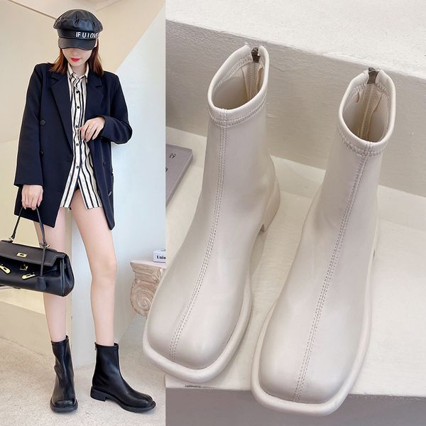 short women 2021 spring autumn thin mango head british flat sole simple soft leather and ankle single boots, Black
short women 2021 spring autumn thin mango head british flat sole simple soft leather and ankle single boots, Black