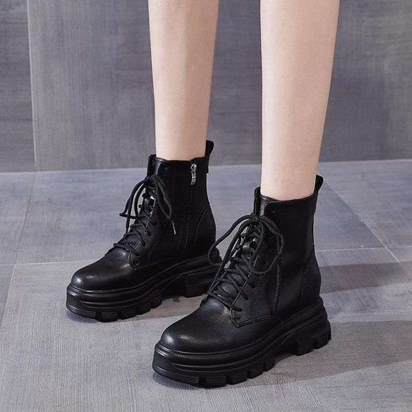 boots autumn women's shoes genuine leather fashion winter non-slip warm platform heighten women ankle, Black
boots autumn women's shoes genuine leather fashion winter non-slip warm platform heighten women ankle, Black