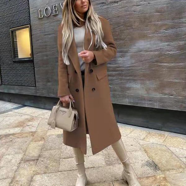 women's wool & blends winter office lady commuter solid casual long coat single breasted lined pocket slim outerwear elegant lapel blaz, Black
women's wool & blends winter office lady commuter solid casual long coat single breasted lined pocket slim outerwear elegant lapel blaz, Black
