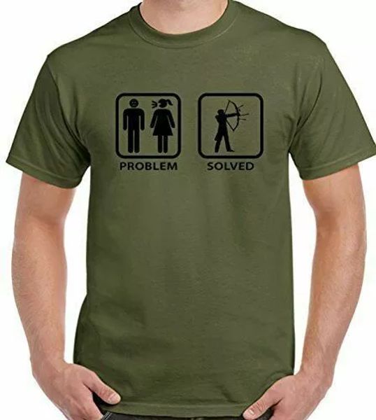 archery t-shirt problem solved mens funny bow arrow target equipment, White;black 
archery t-shirt problem solved mens funny bow arrow target equipment, White;black