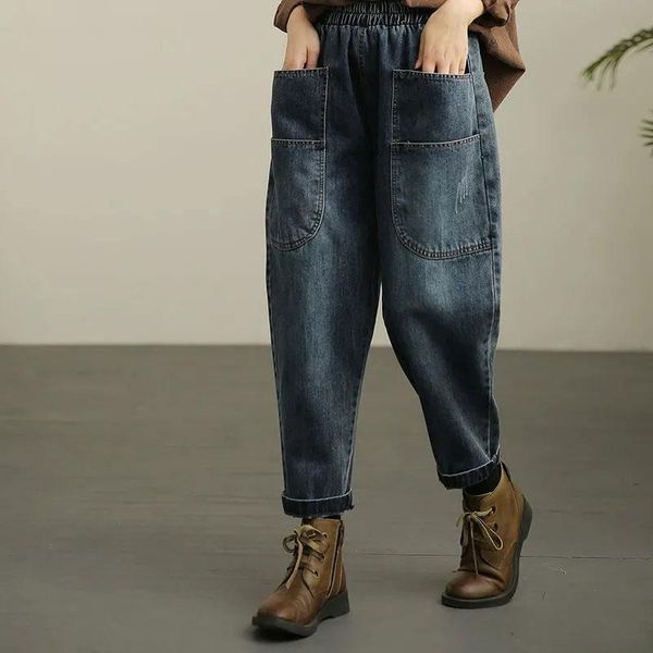 women's jeans elastic waist harlan daddy pants nine-point denim wide-leg women loose fashion high retro plus size, Blue
women's jeans elastic waist harlan daddy pants nine-point denim wide-leg women loose fashion high retro plus size, Blue
