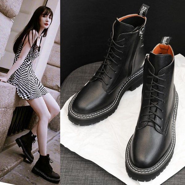 women's 2021 winter velvet lace-up short boots women ins british style retro motorcycle all-match fashion, Black
women's 2021 winter velvet lace-up short boots women ins british style retro motorcycle all-match fashion, Black