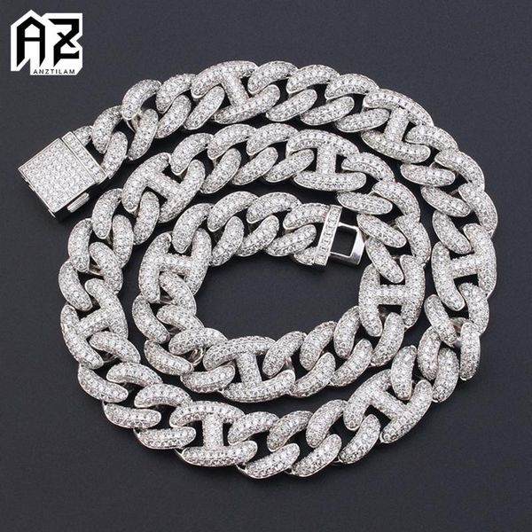link, chain az 15mm iced out cuban link bracelets necklace for men women with bling stone hip hop miami goth jewelry, Black