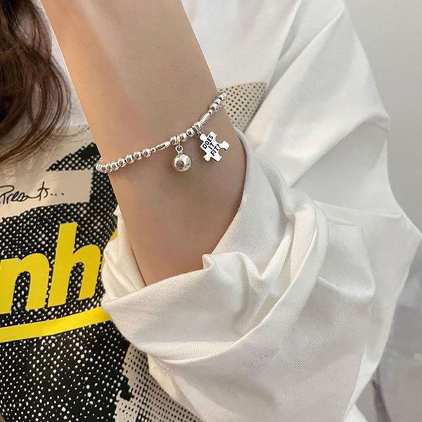 link, chain fmily minimalist 925 sterling silver round bead elastic jigsaw bracelet fashion all-match exquisite jewelry for girlfriend gift, Black
link, chain fmily minimalist 925 sterling silver round bead elastic jigsaw bracelet fashion all-match exquisite jewelry for girlfriend gift, Black