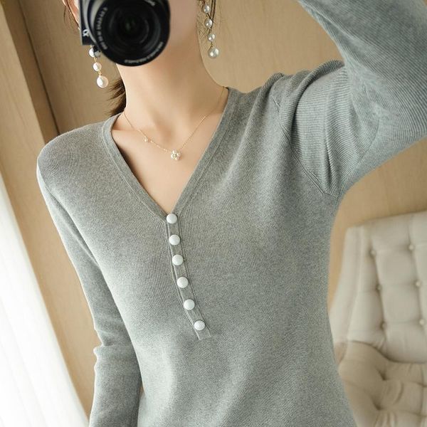women's sweaters autumn 100% cotton sweater women clothing korean style v-neck solid color long sleeve woman casual basic shirt top, White;black
women's sweaters autumn 100% cotton sweater women clothing korean style v-neck solid color long sleeve woman casual basic shirt top, White;black