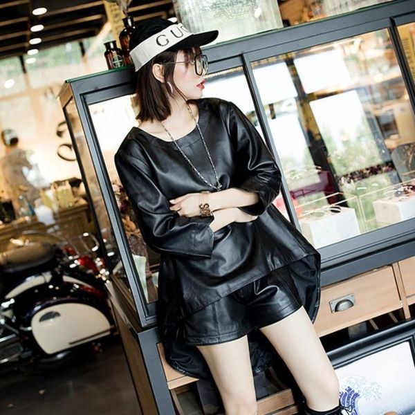 women's leather & faux brand female irregular cape sheepskin genuine jacket rock single breasted pullover women loose fit motor biker t, Black
women's leather & faux brand female irregular cape sheepskin genuine jacket rock single breasted pullover women loose fit motor biker t, Black