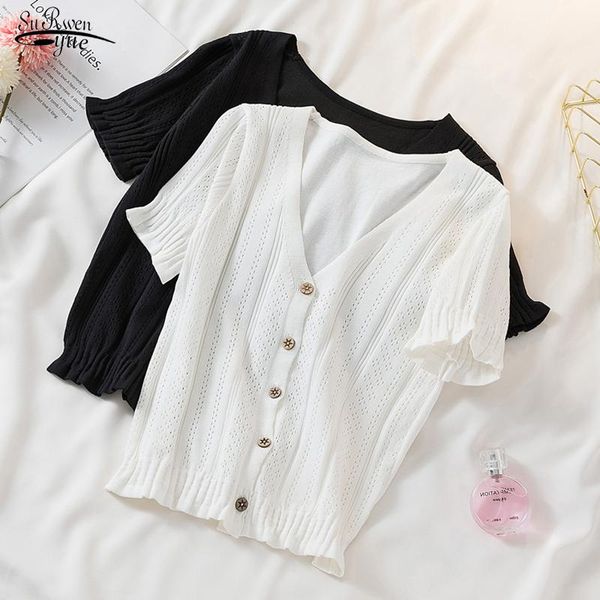 women's blouses & shirts 2021 spring and summer korean solid color button short sleeve cardigan plus size 4xl knitted women blouse 983, White
women's blouses & shirts 2021 spring and summer korean solid color button short sleeve cardigan plus size 4xl knitted women blouse 983, White