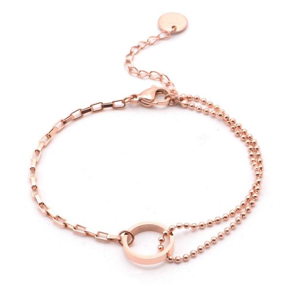 link, chain rose gold bead bracelet women's fashion simple on hand stainless steel charm couple woman accessories, Black
link, chain rose gold bead bracelet women's fashion simple on hand stainless steel charm couple woman accessories, Black