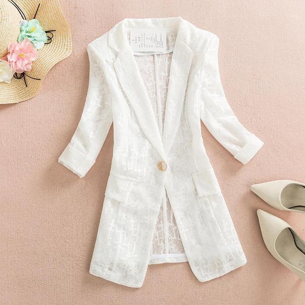 women's suits & blazers fashion lace suit jacket female casual hollow out pink blazer women elegant plus size oversized office ladies, White;black
women's suits & blazers fashion lace suit jacket female casual hollow out pink blazer women elegant plus size oversized office ladies, White;black