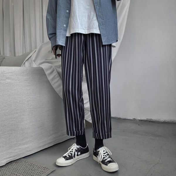 autumn korean men's large size loose slim straight vertical stripes student couple casual pants, Black
autumn korean men's large size loose slim straight vertical stripes student couple casual pants, Black