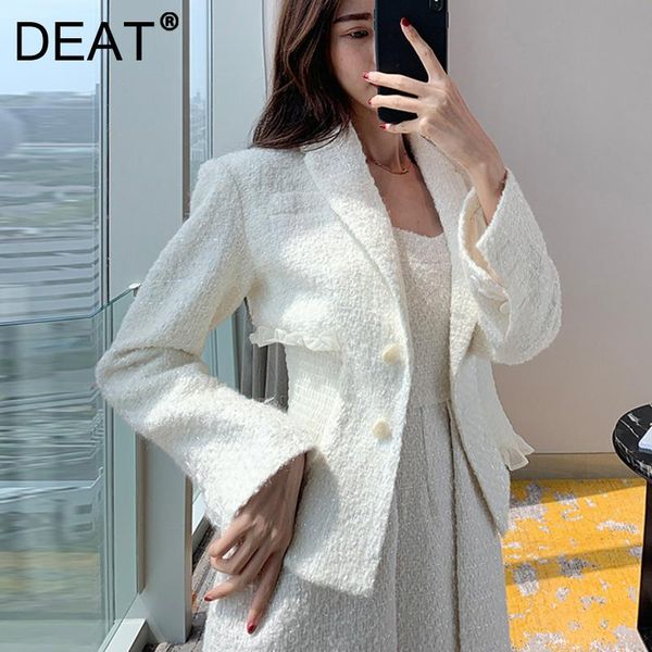 women's suits & blazers deat 2021 spring and autumn fashion casual long sleeve solid color slim single breasted patchwork tweed blazer, White;black
women's suits & blazers deat 2021 spring and autumn fashion casual long sleeve solid color slim single breasted patchwork tweed blazer, White;black