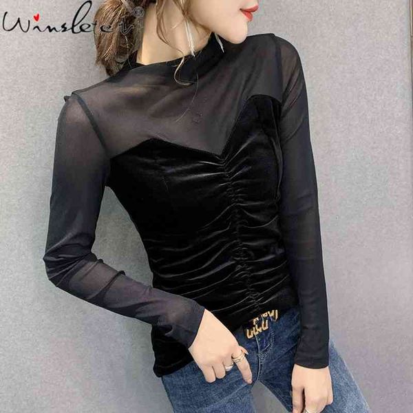 women's t-shirt spring fall european clothes girls fashion solid patchwork mesh women bottoming shirt tees t11220a uax9, White
women's t-shirt spring fall european clothes girls fashion solid patchwork mesh women bottoming shirt tees t11220a uax9, White