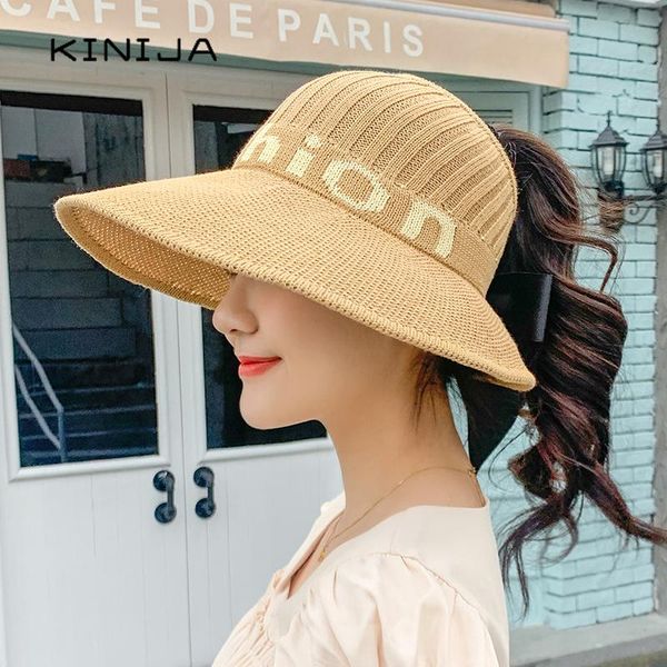 wide brim hats summer women knit empty hat ladies outdoor fashion sun protection and caps beach letter visor straw cap, Blue;gray
wide brim hats summer women knit empty hat ladies outdoor fashion sun protection and caps beach letter visor straw cap, Blue;gray