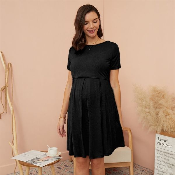 arrivalmaternity round collar plain knee length a short-sleeve nursing dress 210528, White
arrivalmaternity round collar plain knee length a short-sleeve nursing dress 210528, White