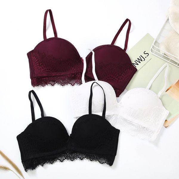 bra set lace oem customized steel ring gathered up to support suit, Red;black 
bra set lace oem customized steel ring gathered up to support suit, Red;black