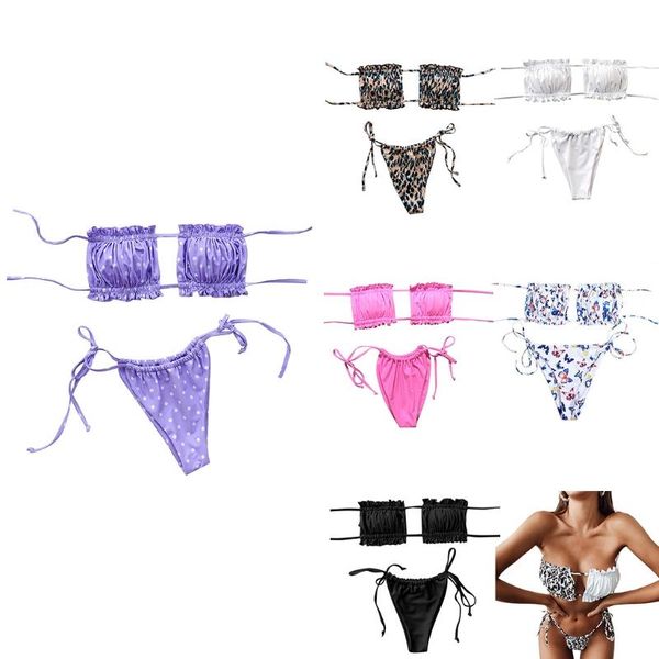 one-piece suits women 2 pieces bikini set strapless hollow out ruched bandage swimsuit solid color leopard patchwork lace-up bathing su
one-piece suits women 2 pieces bikini set strapless hollow out ruched bandage swimsuit solid color leopard patchwork lace-up bathing su