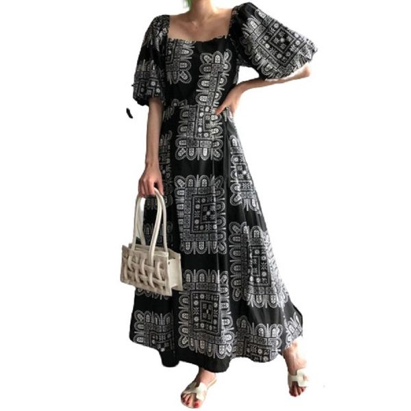 women bohemian black loose cotton square collar puff sleeve tie dye print big hem zipper ankle-length dress d3040 210514, Black;gray
women bohemian black loose cotton square collar puff sleeve tie dye print big hem zipper ankle-length dress d3040 210514, Black;gray
