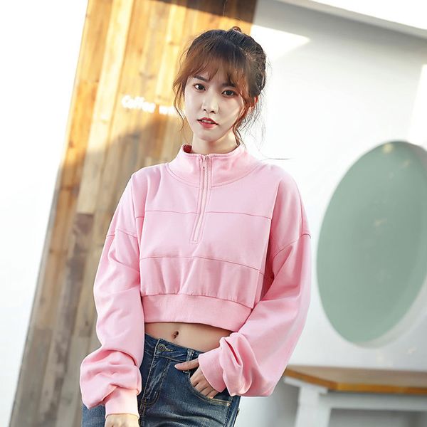 pink high waist sweatshirt spring new harajuku woman loose lantern sleeve pullovers sweet zipper stand collar sweatshirts 210422, Black
pink high waist sweatshirt spring new harajuku woman loose lantern sleeve pullovers sweet zipper stand collar sweatshirts 210422, Black