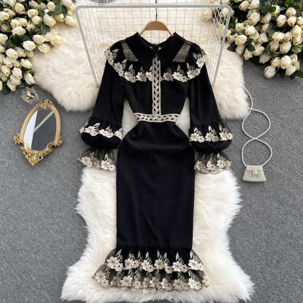 casual dresses singreiny retro embroidery mermaid dress female elegant slim ruffle party fashion streetwear autumn midi 2021, Black;gray
casual dresses singreiny retro embroidery mermaid dress female elegant slim ruffle party fashion streetwear autumn midi 2021, Black;gray