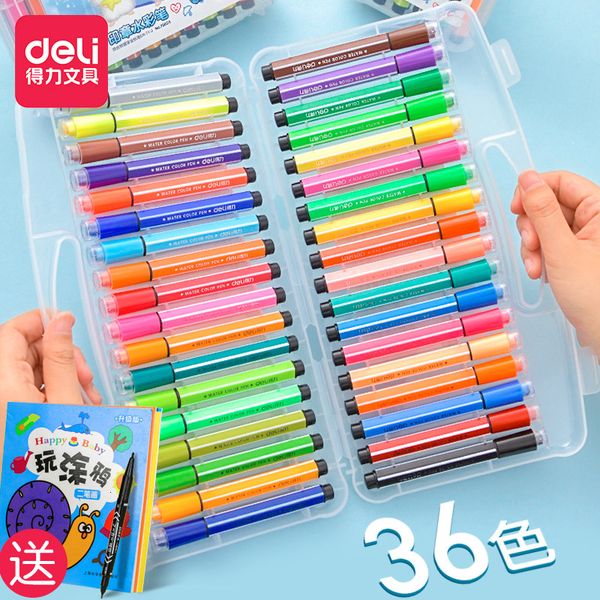 painting pens deli double head seal washable water set 24 children's color pen kindergarten painting, Black;red
painting pens deli double head seal washable water set 24 children's color pen kindergarten painting, Black;red