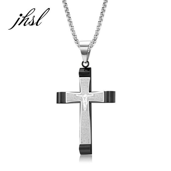 56x39mm male men jesus cross necklace pendants fashion christian jewelry box chain stainless steel black gold color pendant necklaces, Silver
56x39mm male men jesus cross necklace pendants fashion christian jewelry box chain stainless steel black gold color pendant necklaces, Silver
