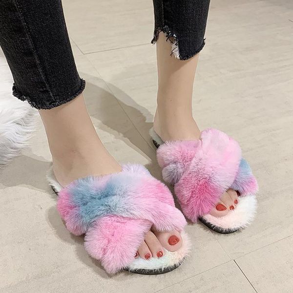 women house slippers faux fur fashion colorful cross vamp furry warm shoes flats female slides cozy home, Black
women house slippers faux fur fashion colorful cross vamp furry warm shoes flats female slides cozy home, Black