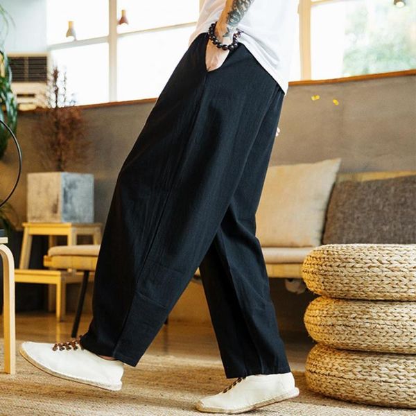 men's pants solid color full-length straight elastic waist pockets men harem sweatpants, Black
men's pants solid color full-length straight elastic waist pockets men harem sweatpants, Black