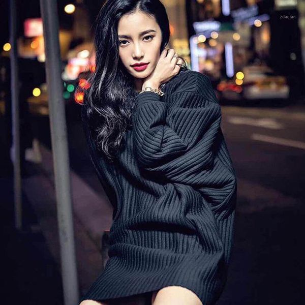 women's vertical bronzing sweater loose pullover fashion temperament long women coat sweaters, White;black
women's vertical bronzing sweater loose pullover fashion temperament long women coat sweaters, White;black
